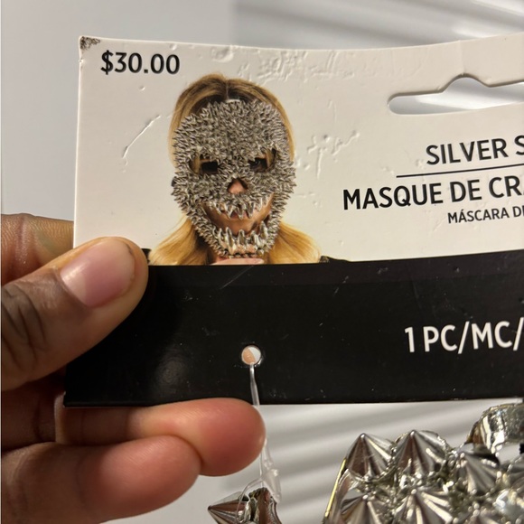 Silver Spike Skull Face Mask Party City Halloween Cosplay - Picture 3 of 4